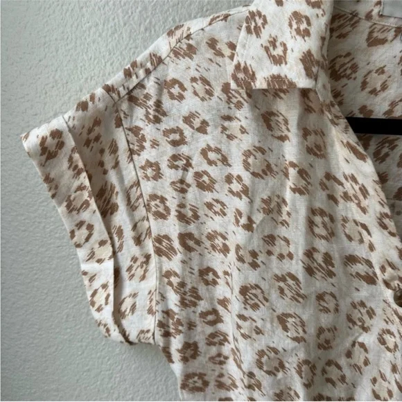 Joie Coady 100% Linen leopard print tan white button midi dress womens XS - Picture 3 of 7